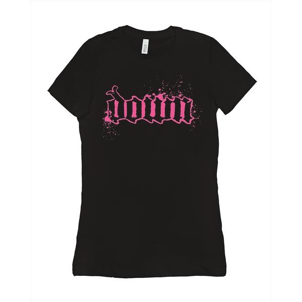 DOWN Splatter Pink Logo Women's Tee