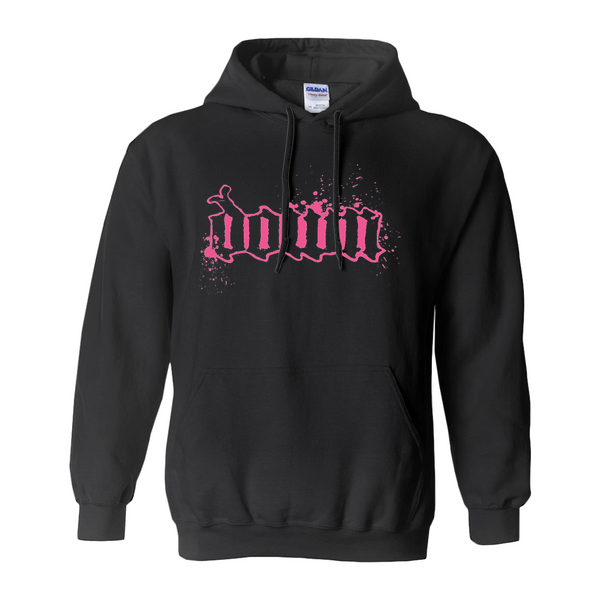 DOWN Splatter Pink Logo Pullover Hoodie