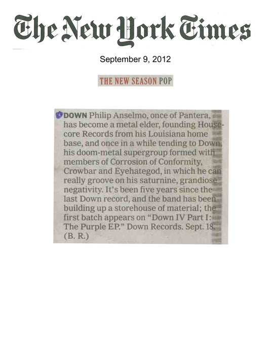DOWN in New York Times