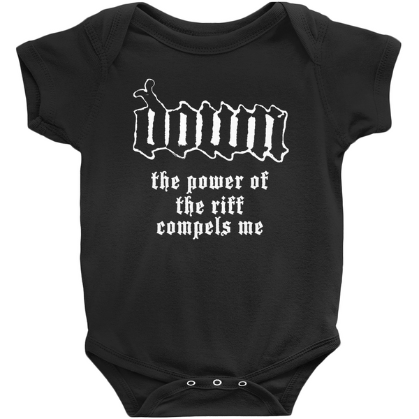 The Power of the Riff Compels Me Onesies