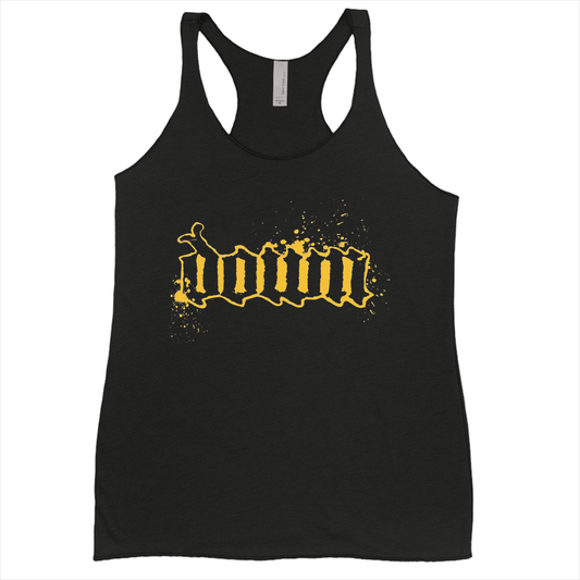 Womens Gold Splatter Logo Tank